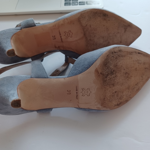 Cheville grey suede slingback kitten heal pointed toes 8.5 - 39 made in Italy - Picture 6 of 9